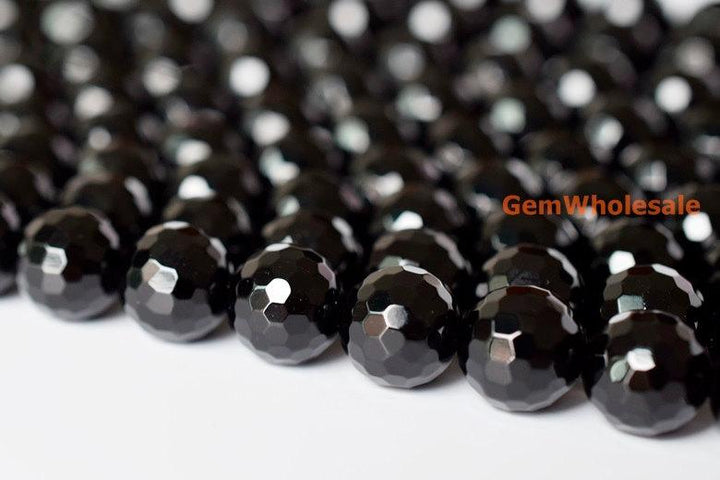 15.5" 6mm/8mm Black onyx/agate round 128 faceted beads,gemstone