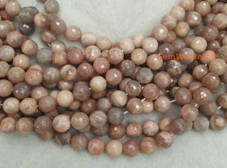 15.5" Natural Sunstone 12mm/14mm round 128 faceted beads