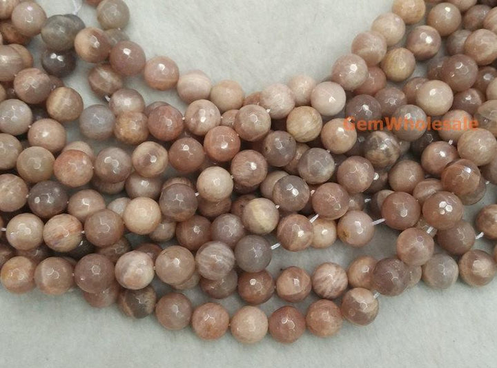 15.5" Natural Sunstone 12mm/14mm round 128 faceted beads